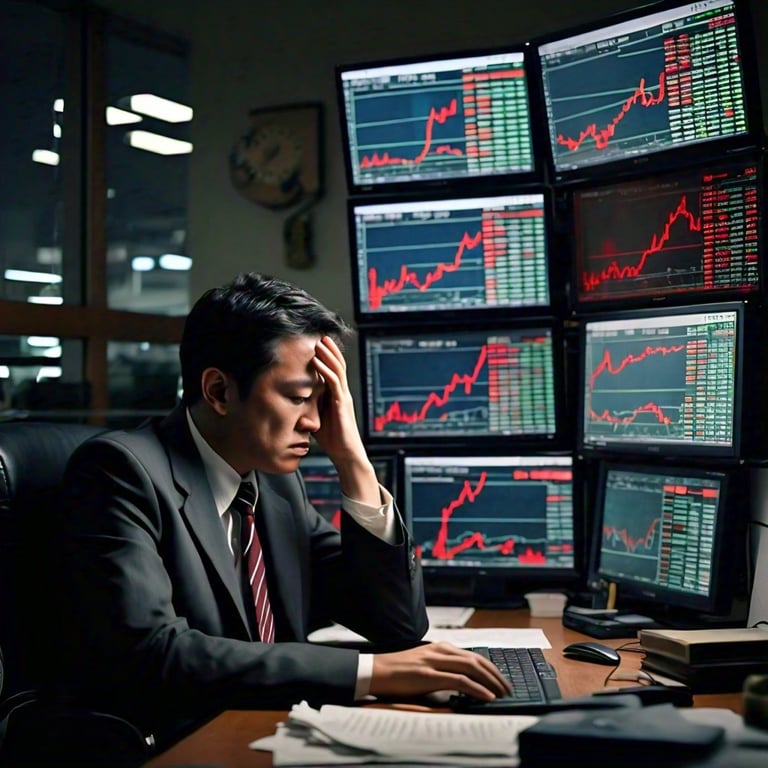 Trader frustrado por los movimientos del mercado de acciones