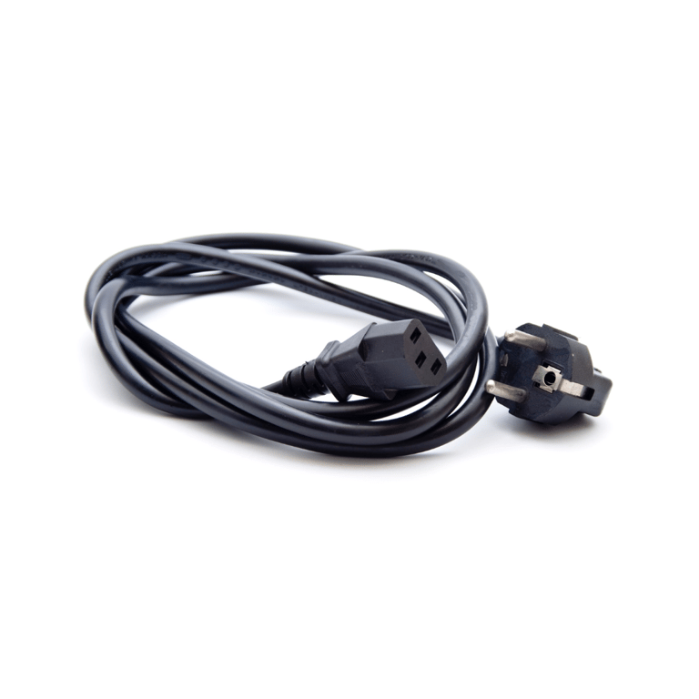 a black and white electrical corded to a corded corded plugged in