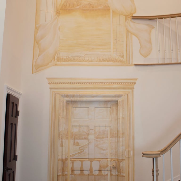 sepia toned grand foyer mural by artworks by marcine in millstone nj