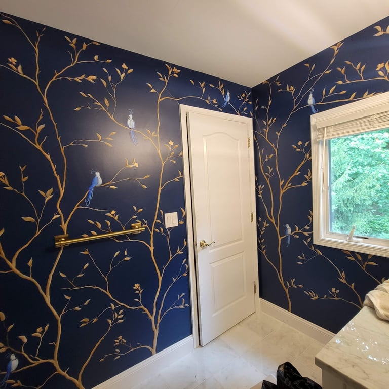 bespoke chinoiserie mural by artworks by marcine in warren nj