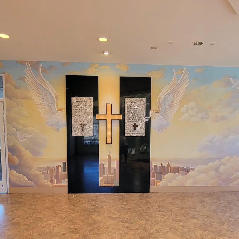 bespoke mural 9-11 memorial at Saint David the King Church, Princeton, NJ