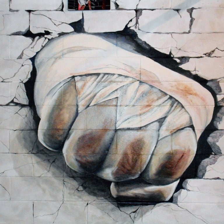 Bespoke illusion mural by marcine at a gym in Middlesex County, NJ