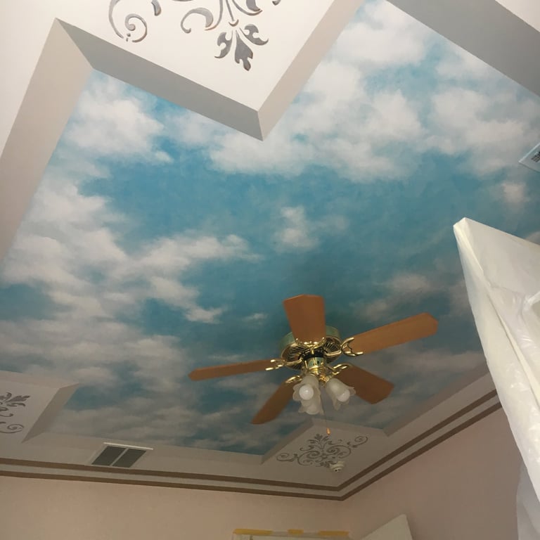 bespoke illusion mural on ceiling by marcine in hunterdon county, nj