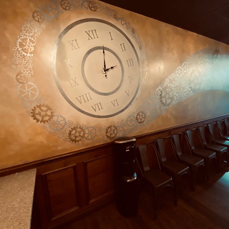 bespoke mural by marcine at an escape room entertainment business in holmdel, nj