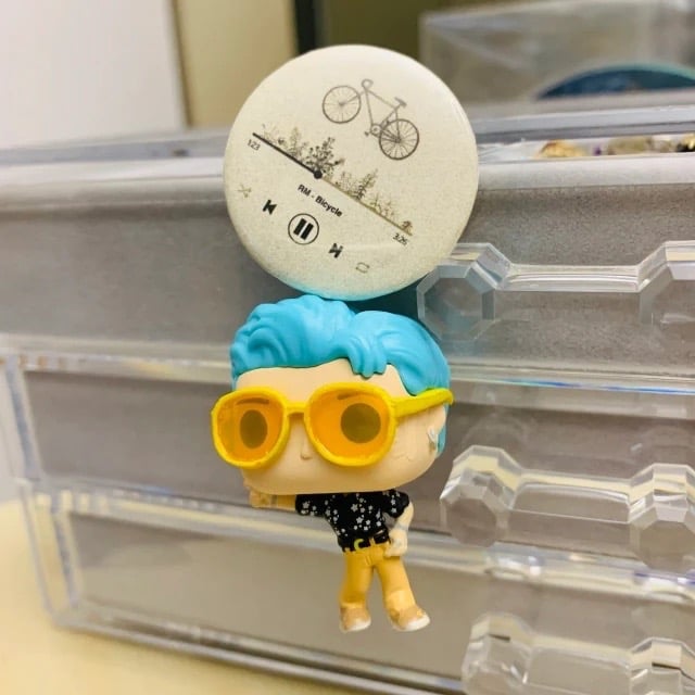 RM Bicycle pin, BTS RM fanmade merch, Kpop ARMY collectible, Yoongi-inspired gift, Bangtan pins for 