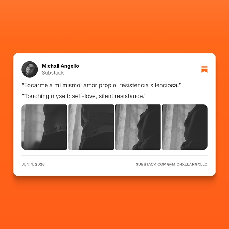 Screenshot of Substack on an orange background with a post by Michxll Angxllo.