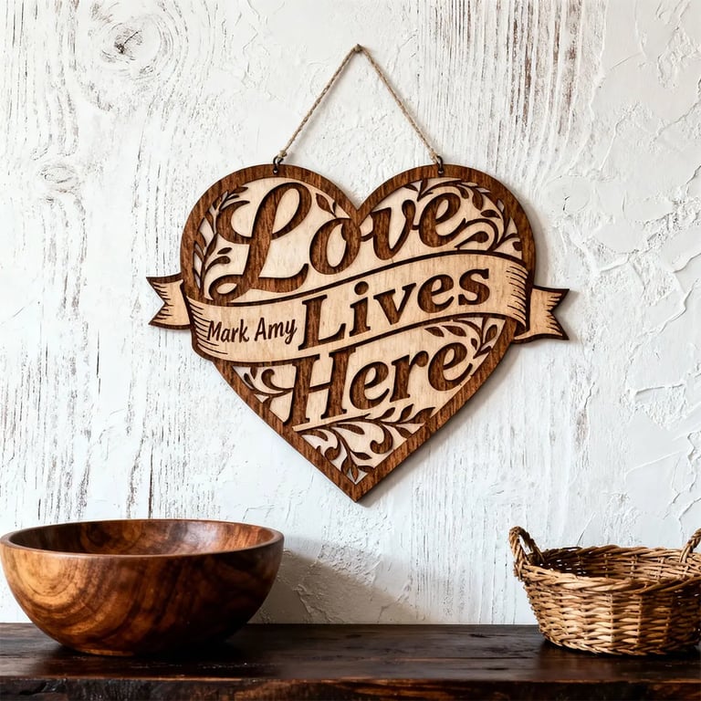 love lives here wood sign