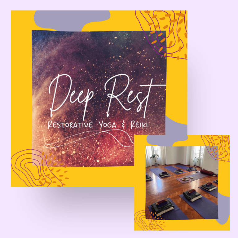 A cosmic graphic and Little Yoga Space Lisboa yoga studio.