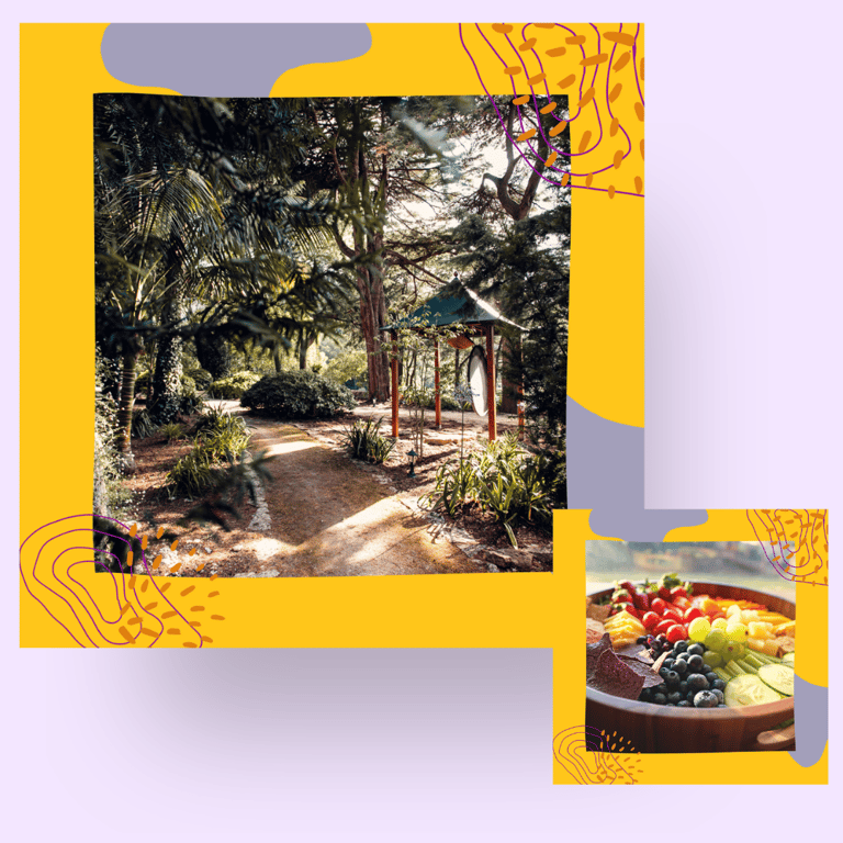 The garden of Floresta Encantada Sintra and a healthy snack.