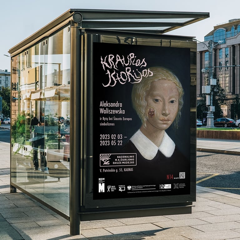 The bus stand advertisement for the exhibition the Dark Arts.