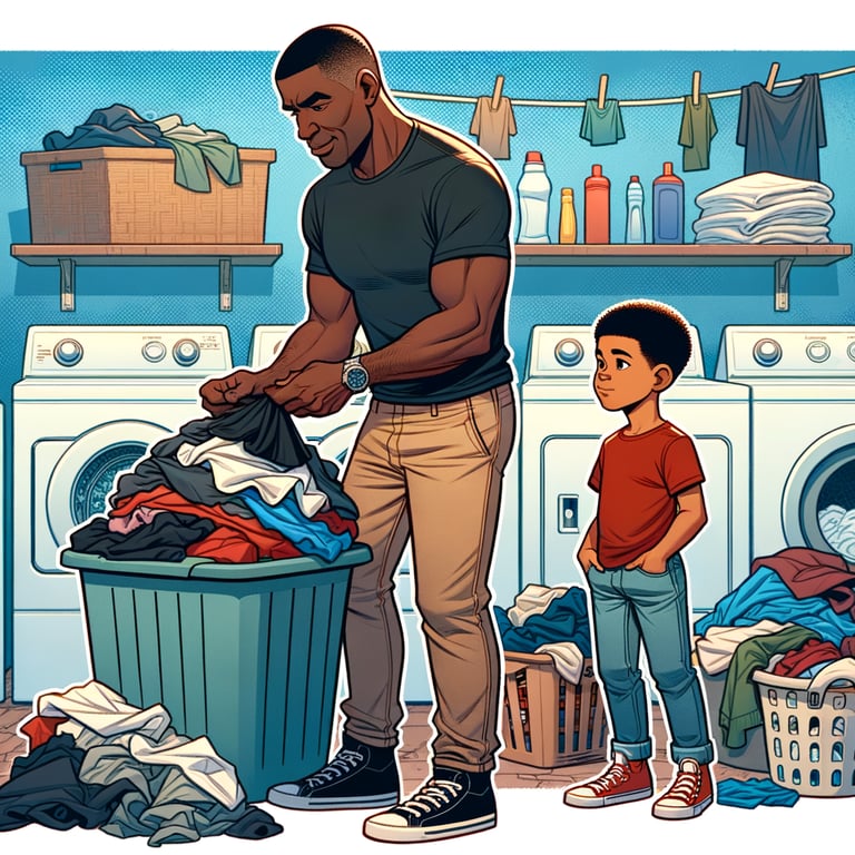 Father and doing laundry