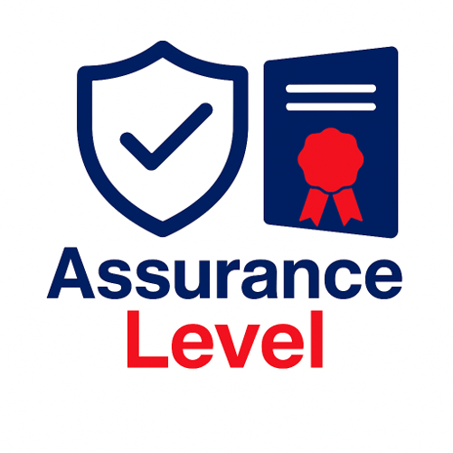 a blue and red assurance level level 3 assurance level 3