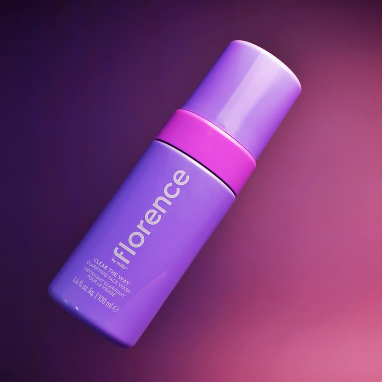 Florence by Mills "Clear The Way" clarifies facial wash cleanser product photography shoot.