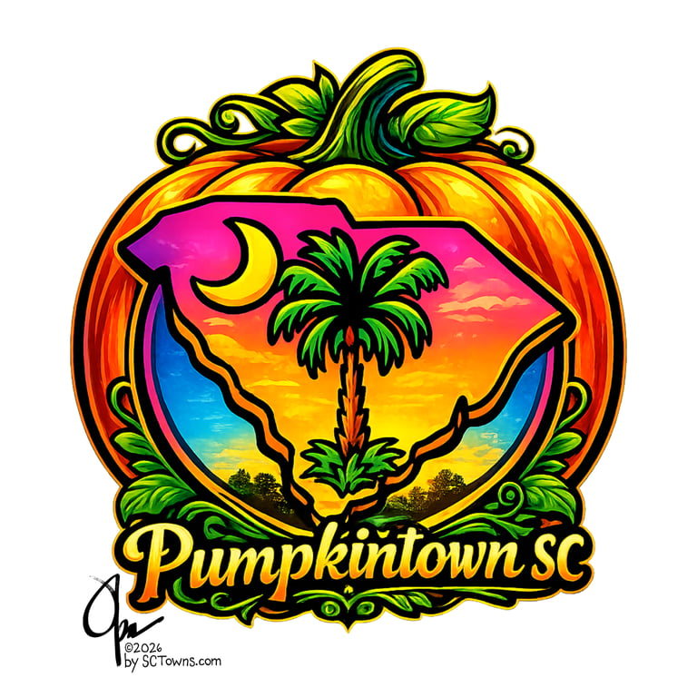 Cartoon logo for Pumpkintown SC by Opa