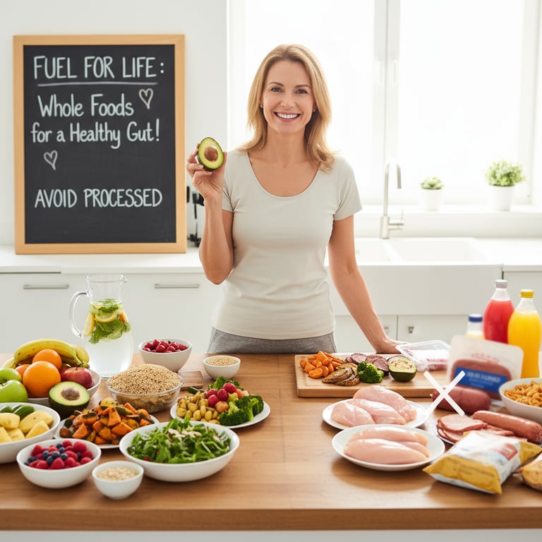 Colon cancer survivor with healthy foods while avoiding processed meats and inflammatory foods