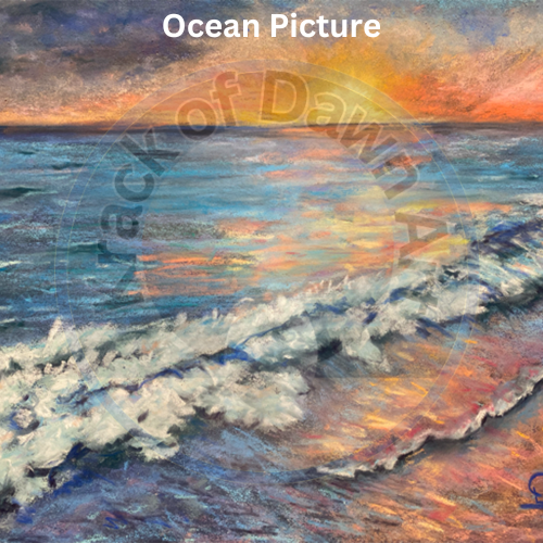 a painting of a painting of a sunset over a beach