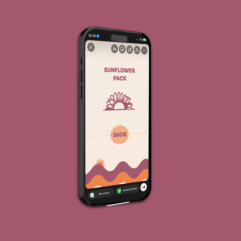 iPhone affichant le Sunflower Pack de Julietta Studio