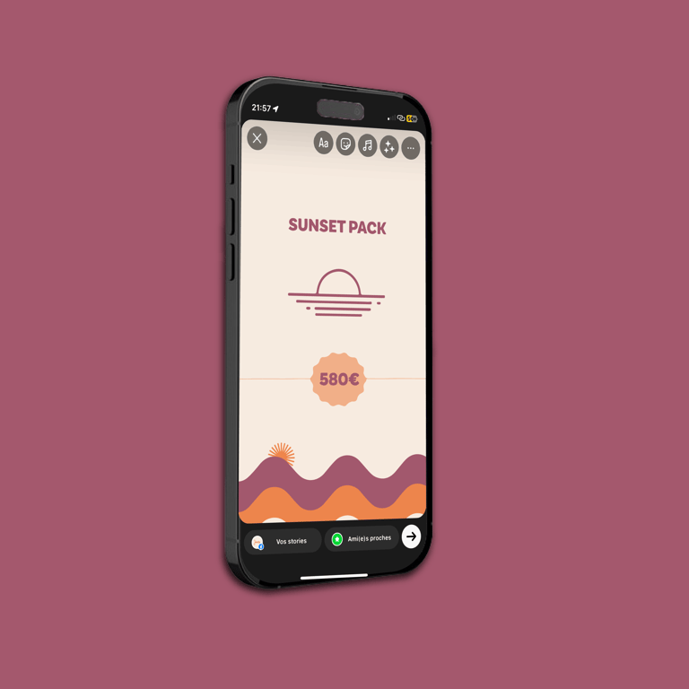 iPhone affichant le Sunset Pack de Julietta Studio