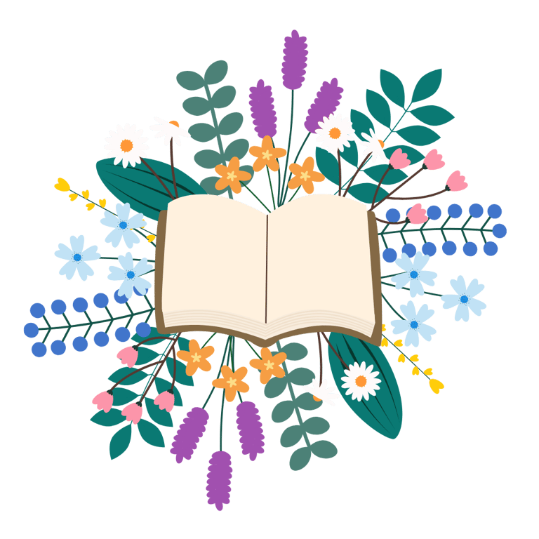journal ouvert sur fond de fleurs