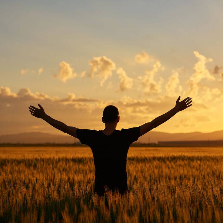 A person mindfully enjoying a sunset