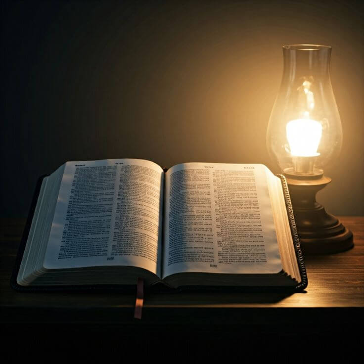 Bible images under light