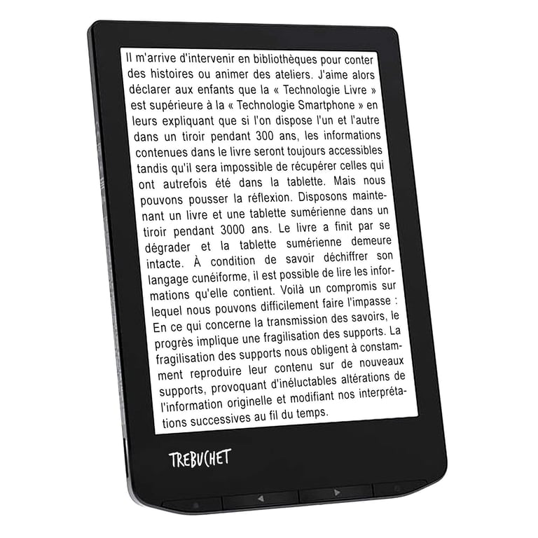 Une liseuse avec un texte de Simon Lalu