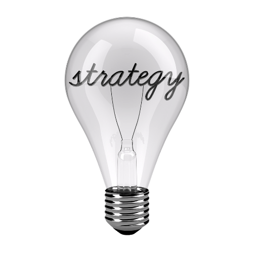 a light bulb bulb with the word strategy on it
