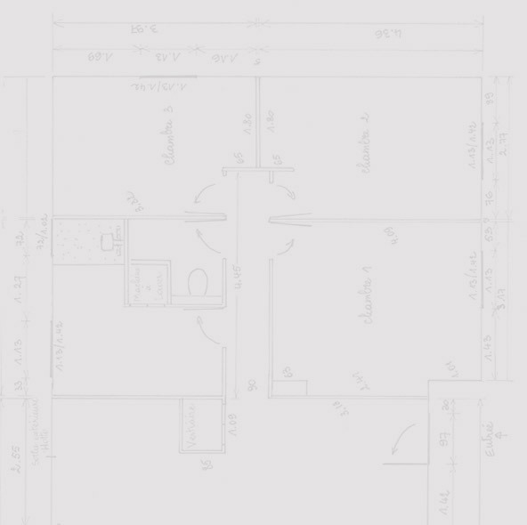 Plan d'architecture de prise de mesures pour la renovation interieur