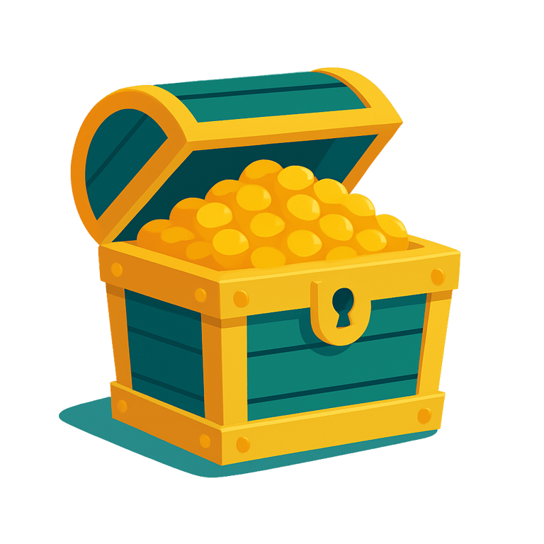 a chest of gold coins in a wooden chest