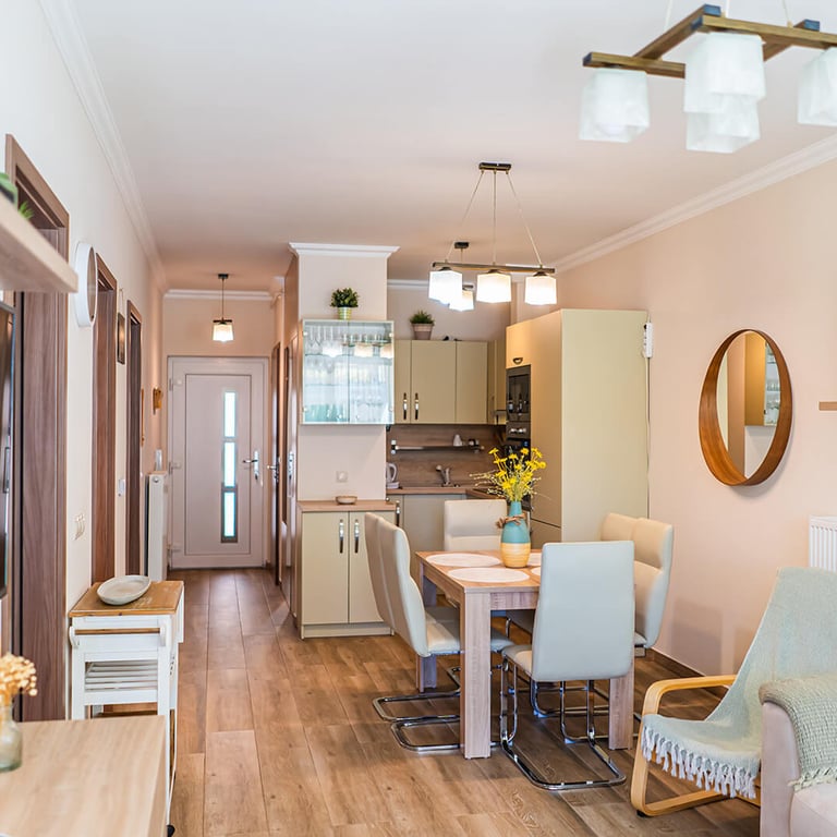 Dalma Apartman étkező nappali konyha egy légtérben