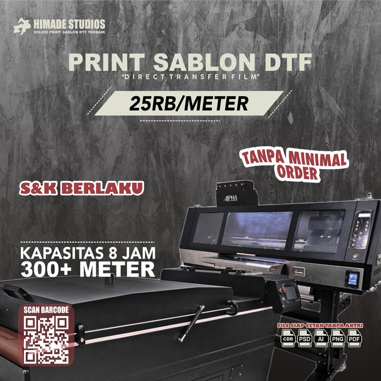 Himade Studios - Print DTF 25rb/meter syarat dan ketentuan berlaku