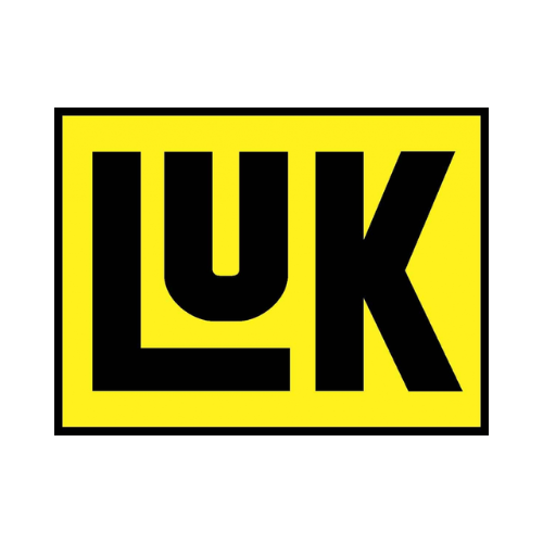 a yellow and black logo with the word LuK