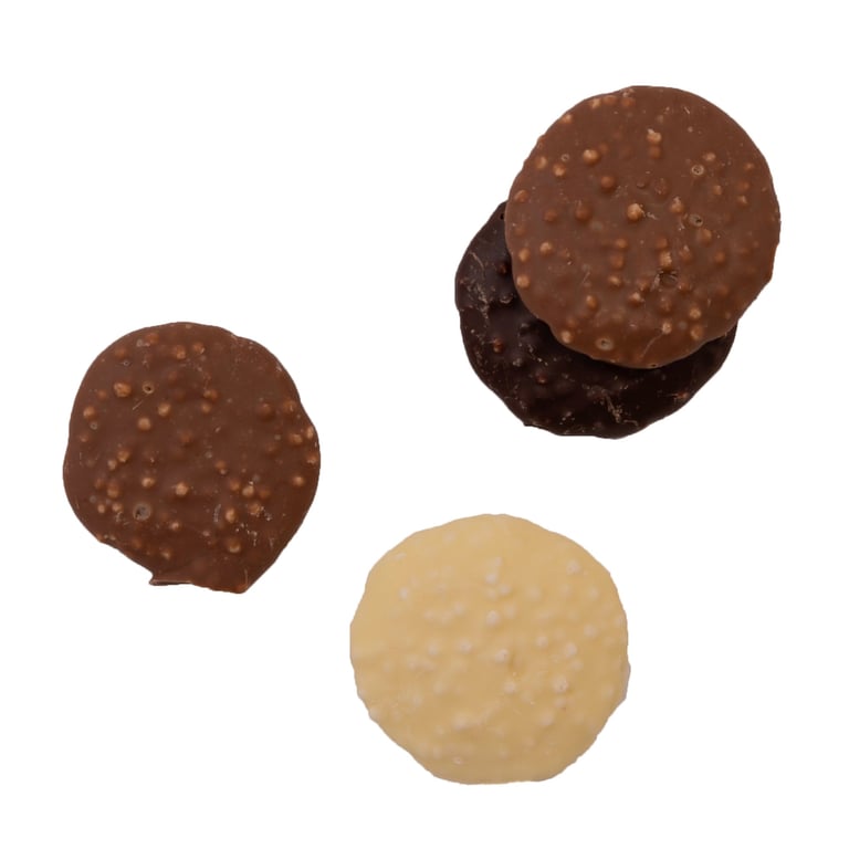 Chocolade schijfjes gepofte rijst