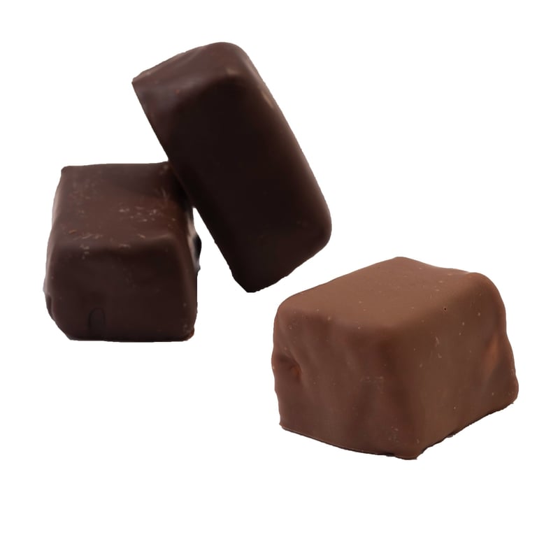 Spekken omringd met melk en pure chocolade