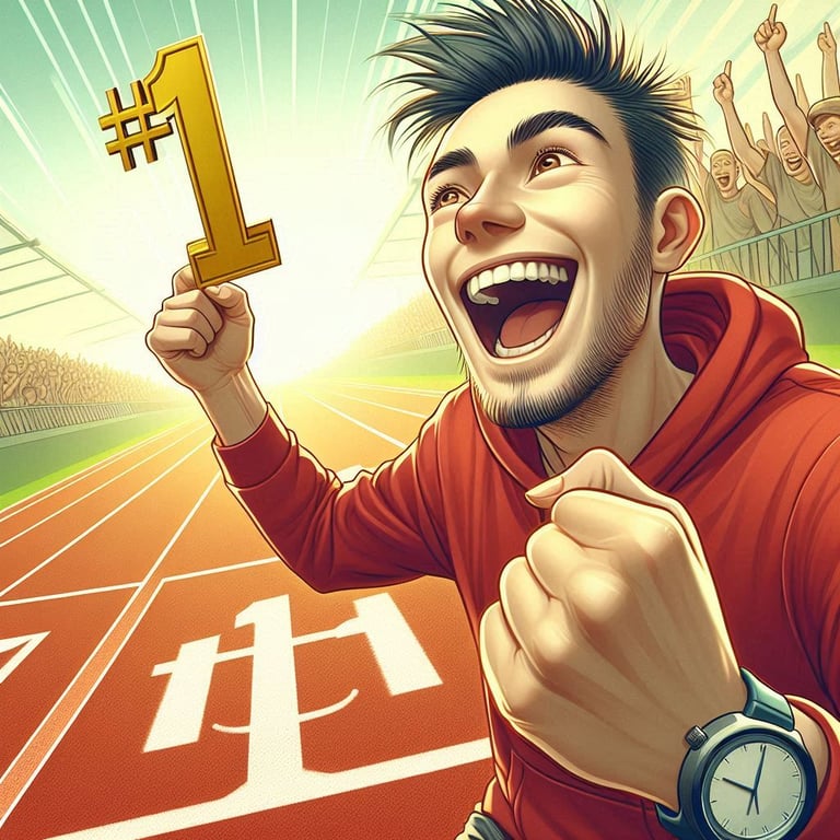 happy and excited person for being number one