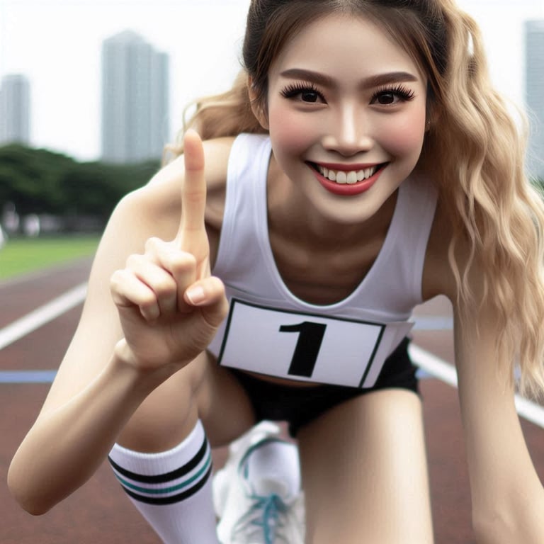 Happy winner sports girl