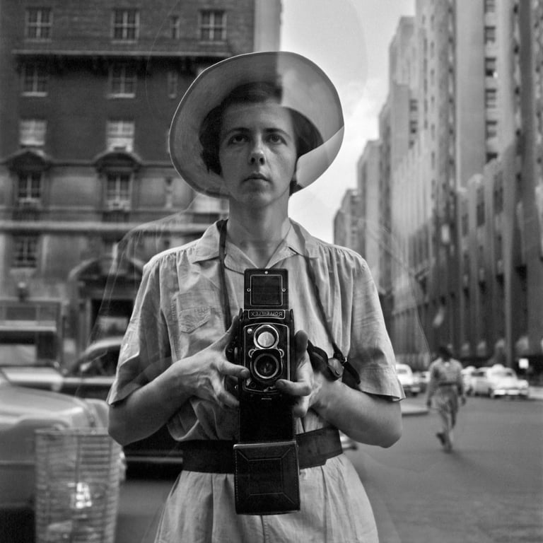 Vivian Maier with her Rolleiflex TLR
