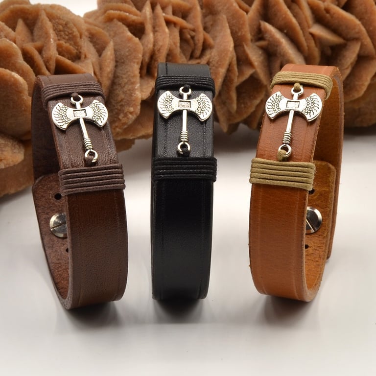 bracelets en cuir style viking