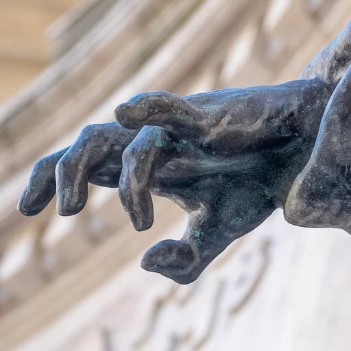 Close up on the hand of the wounded soldier - gesture of memento.