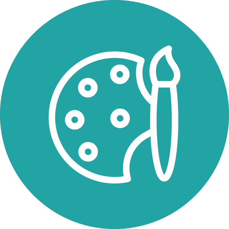 a paintbrush and a paintbrush in a circle