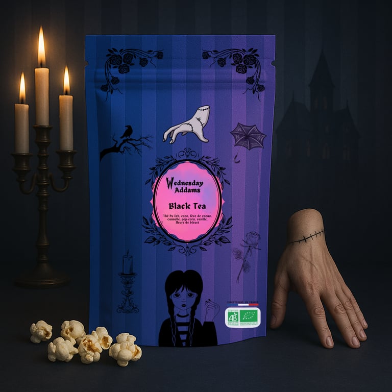 Thé noir Mercredi Addams Bloodybloom Wednesday Addams cadeau