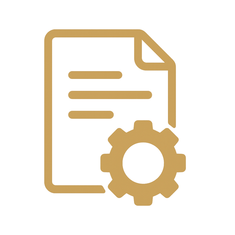 icon of a document with a small gear on one end