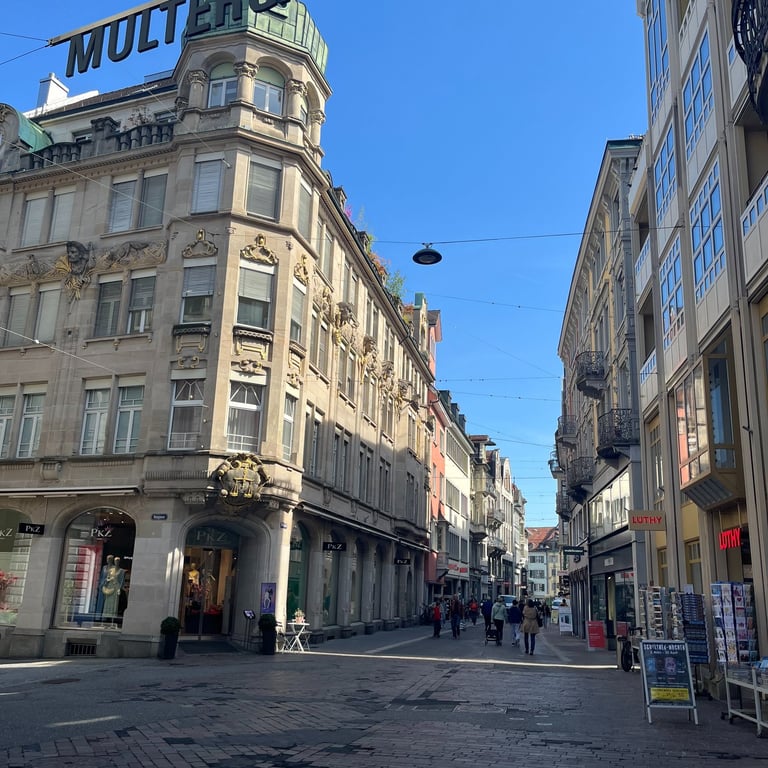 Baroque buildings in the old town of St. Gallen