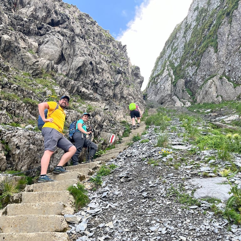 Stairs on the path from Planalp to Brienzer Rothorn