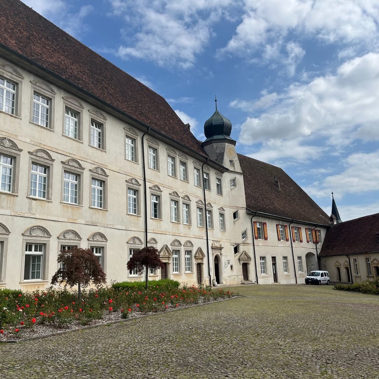 The courtyard of Chateau Porrentury