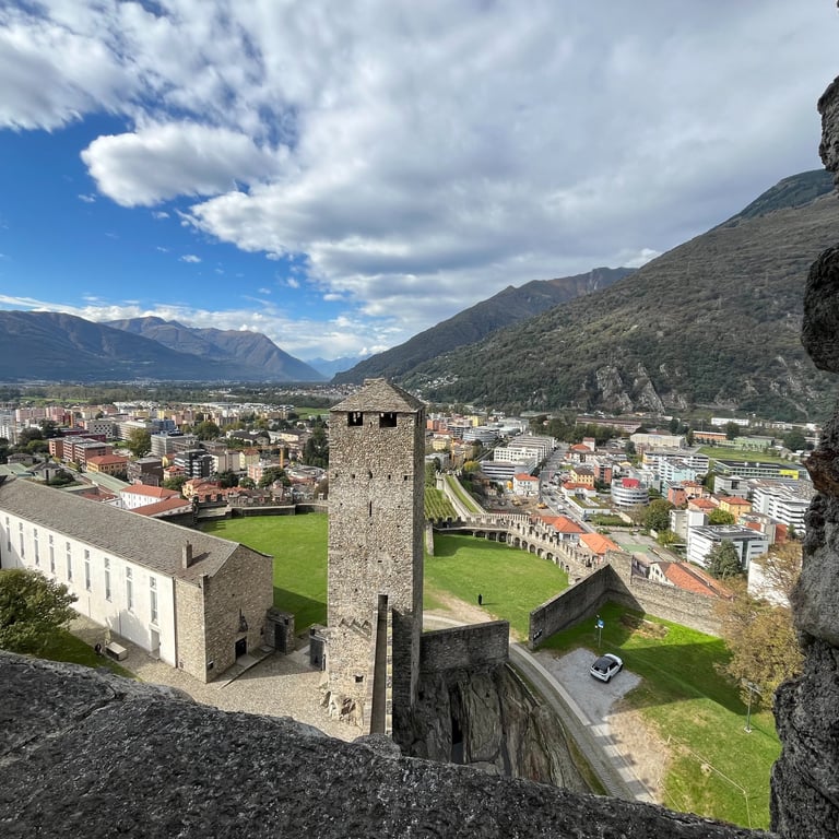 Looking over the Murata and Bellinzona from Castel Grande