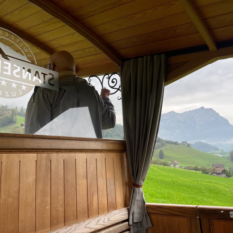 Looking out from the Stanserhorn-Bahn funicular