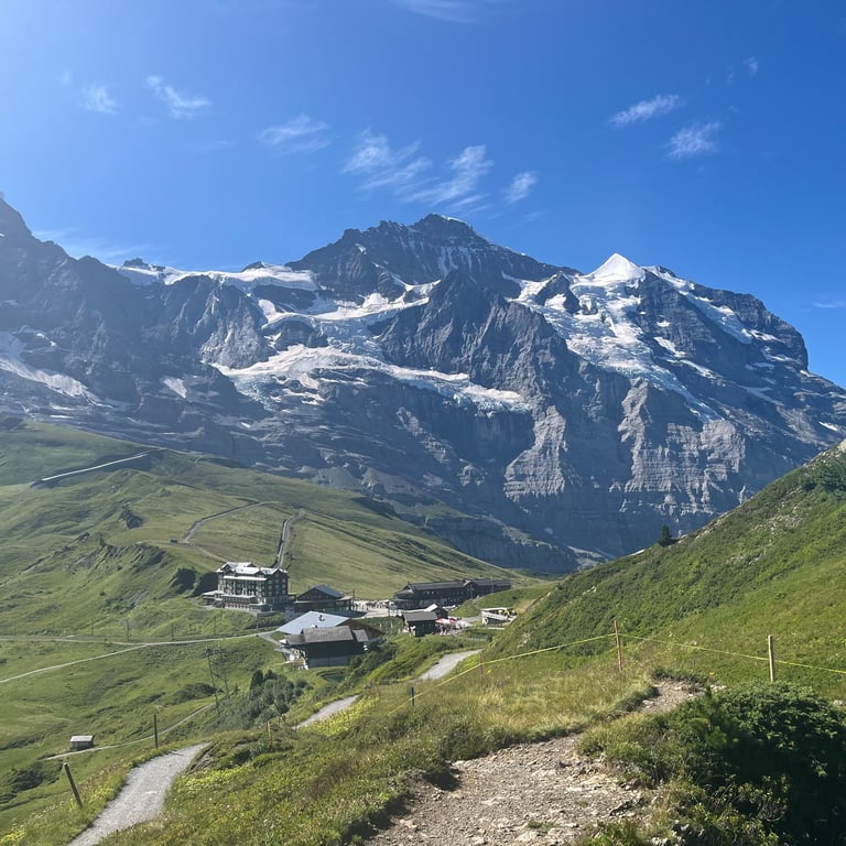 View of Kleine Scheidegg from the Männlichen Panorama Trail