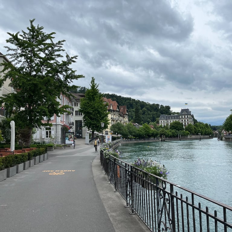 Aarequai along the Aare River in Thun