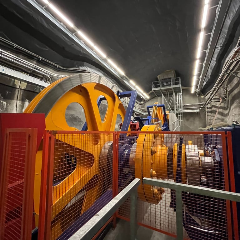 Motors for the funicular at Limmern Pumped Storage plant in Glarus Switzerland